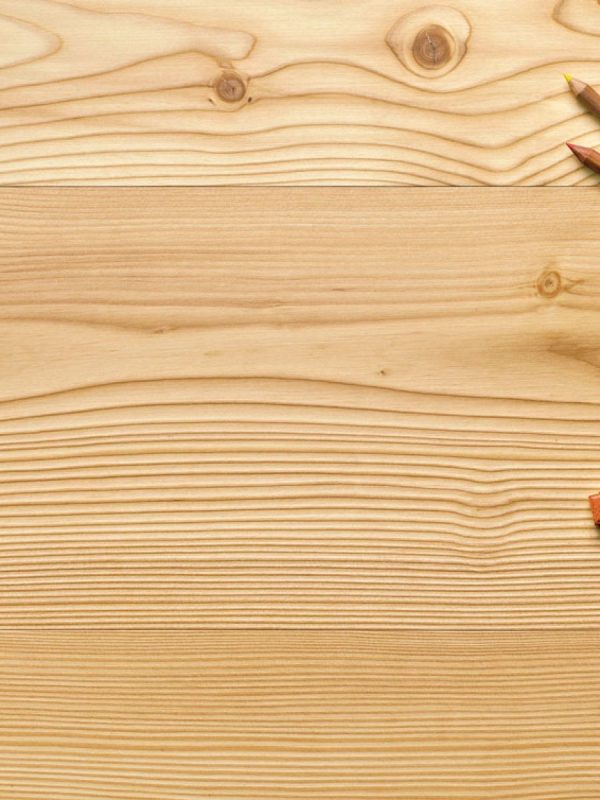 Larch: smoothed or brushed, unfinished or oiled or varnished transparent.