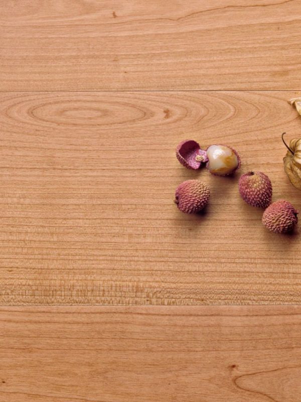 European Cherry: smoothed or brushed, unfinished or oiled or varnished transparent.