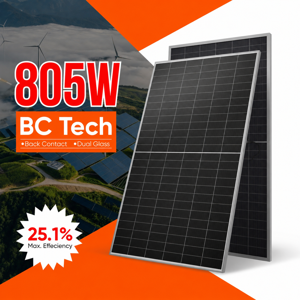 Panel Fotovoltaik me Eficiencë të Lartë 770–805 W