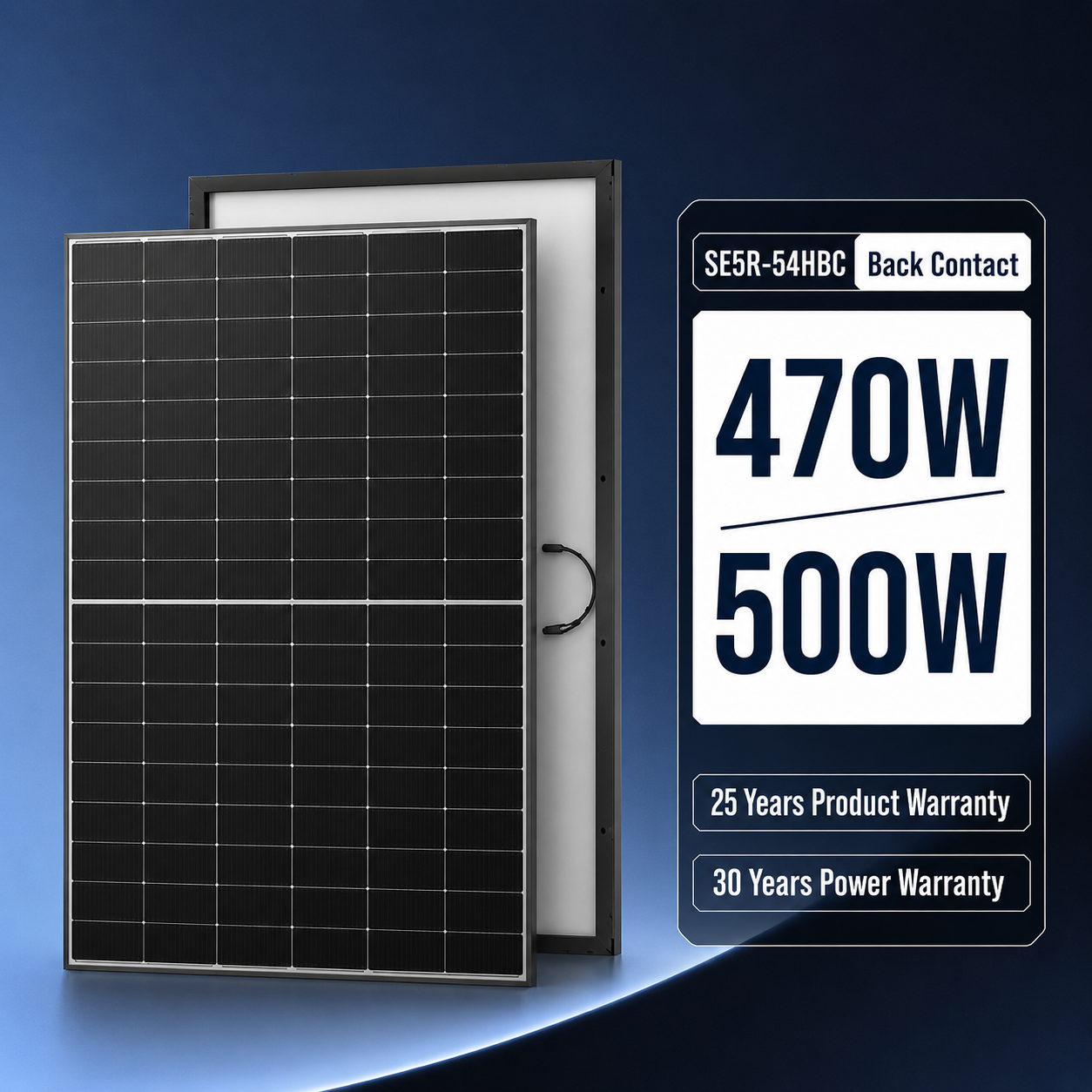 Panel Fotovoltaik Bifacial me Teknologji Back Contact 470–500 W